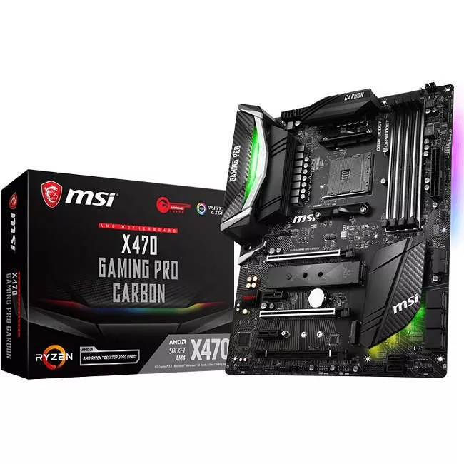 MSI X470GPCARBON Desktop Motherboard - 1x Socket AM4 - AMD X470 - 4x DDR4 - RAID - 2x M.2 - 3x PCIe x16 - ATX
