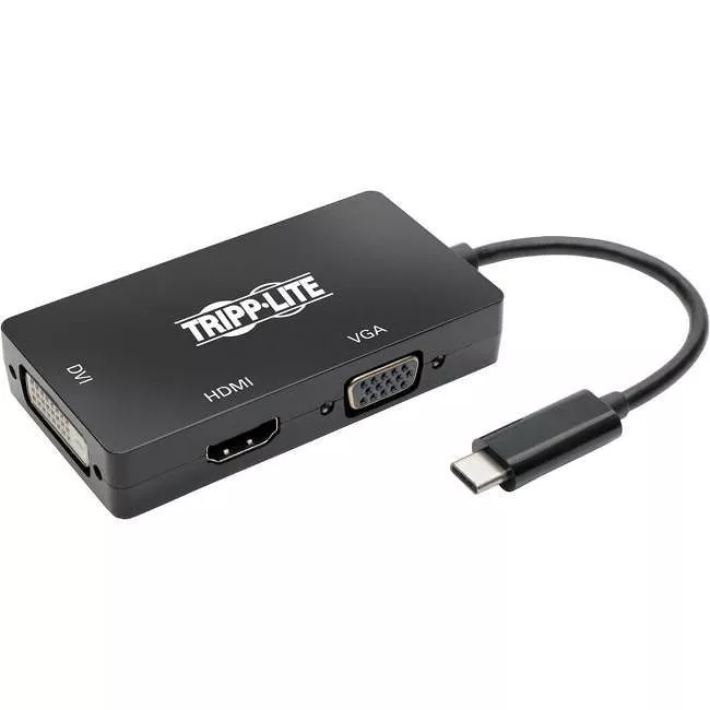 Tripp Lite U444-06N-HDV4KB USB-C Multiport Adapter (M/3xF) - 4K HDMI DVI VGA HDCP Black