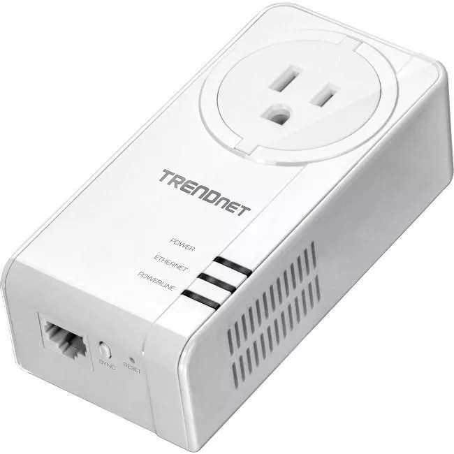 TRENDnet TPL-423E Powerline 1300 AV2 Adapter with Built-in Outlet; Gigabit Port; IEEE 1905.1 & IEEE 1901; Range Up to 300m (984 ft.);
