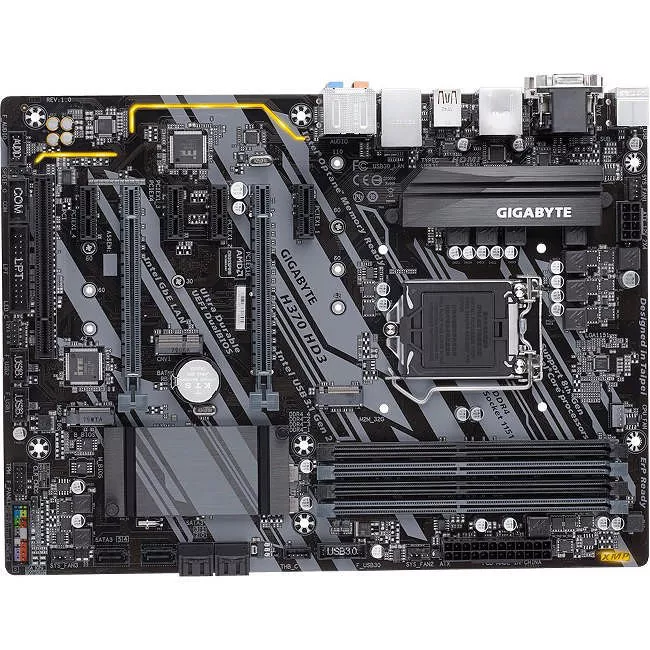 GIGABYTE H370 HD3 Desktop Motherboard - 1x Socket H4 LGA-1151 - Intel H370 - 4x DDR4 - RAID - 2x M.2 - 2x PCIe x16 - ATX