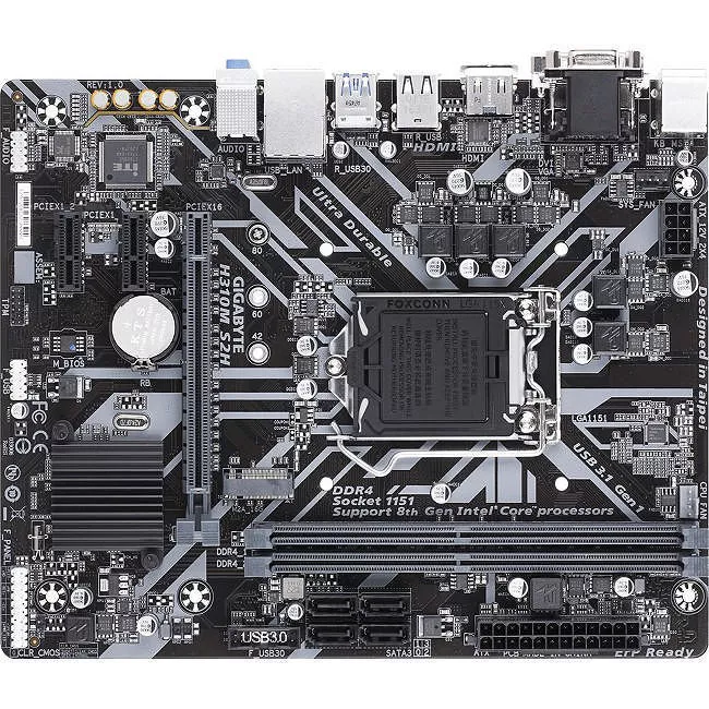 GIGABYTE H310M S2H Desktop Motherboard - 1x Socket H4 LGA-1151 - Intel H310 - 2x DDR4 - 1x M.2 - 1x PCIe x16 - Micro ATX
