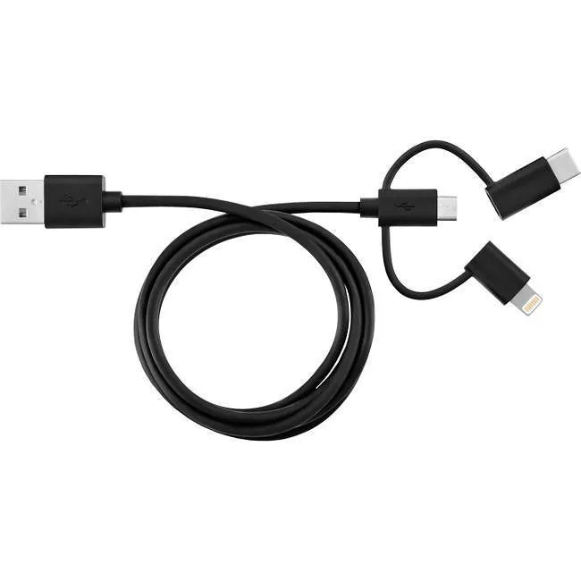 V7 LTCMUSB1M-BLK-1N 3.28 ft / 1m 3-in-1 Lightning / Micro / USB-C USB Cable - Black