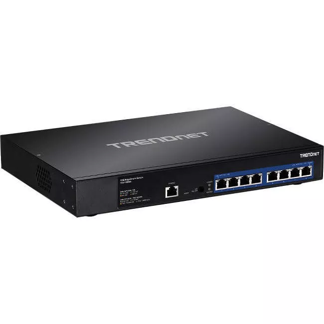 TRENDnet TEG-7080ES 8-Port 10G EdgeSmart Switch, 8 x 10GBASE-T Ports, Supports 2.5G-5G NBASE-T, 160Gbps Switch Capacity, 1U Rack Mountable, 10G Managed Network Switch, Lifetime Protection, Black,