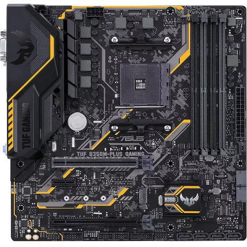ASUS TUF B350M-PLUS GAMING Desktop Motherboard - 1x Socket AM4 - AMD B350 - 4x DDR4 - RAID - 1x M.2 - 2x PCIe x16 - Micro ATX