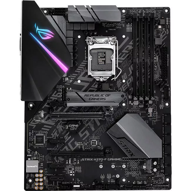 ASUS ROG STRIX H370-F GAMING Desktop Motherboard - 1x Socket H4 LGA-1151 - Intel H370 - 4x DDR4 - RAID - 2x M.2 - 2x PCIe x16 - ATX