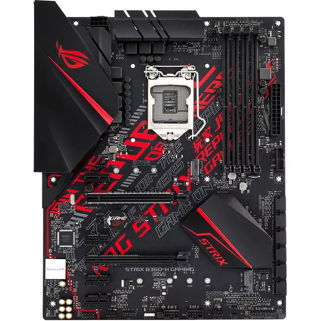 ASUS ROG STRIX B360-H GAMING Desktop Motherboard - 1x Socket H4 LGA-1151 - Intel B360 - 4x DDR4 - 2x M.2 - 2x PCIe x16 - ATX