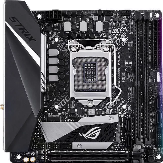 ASUS ROG STRIX B360-I GAMING Desktop Motherboard - 1x Socket H4 LGA-1151 - Intel B360 - 2x DDR4 - 2x M.2 - 1x PCIe x16 - Wi-Fi - Mini ATX
