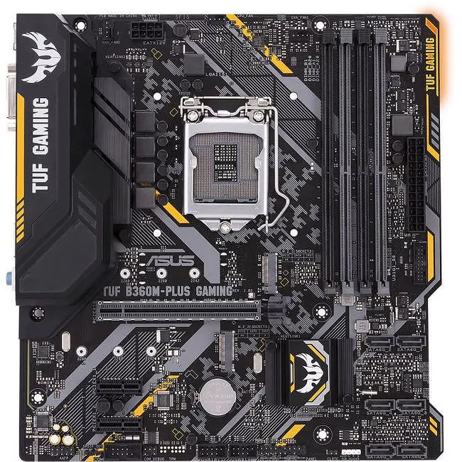 ASUS TUF B360M-PLUS GAMING Desktop Motherboard - 1x Socket H4 LGA-1151 - Intel B360 - 4x DDR4 - 2x M.2 - 1x PCIe x16 - Micro ATX