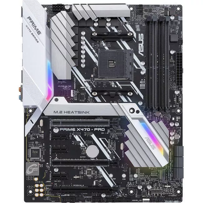 ASUS PRIME X470-PRO Desktop Motherboard - 1x Socket AM4 - AMD X470 - 4x DDR4 - RAID - 2x M.2 - 3x PCIe x16 - ATX