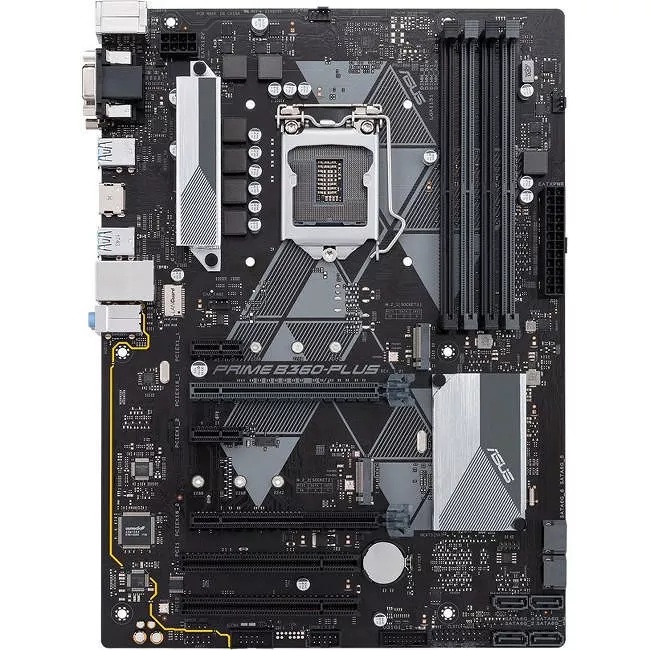 ASUS PRIME B360-PLUS Desktop Motherboard - 1x Socket H4 LGA-1151 - Intel B360 - 4x DDR4 - 2x M.2 - 2x PCIe x16 - ATX
