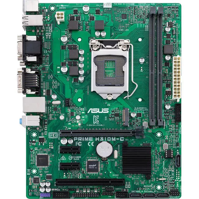 ASUS PRIME H310M-C/CSM Desktop Motherboard - 1x Socket H4 LGA-1151 - Intel H310 - 2x DDR4 - 1x M.2 - 1x PCIe x16 - Micro ATX