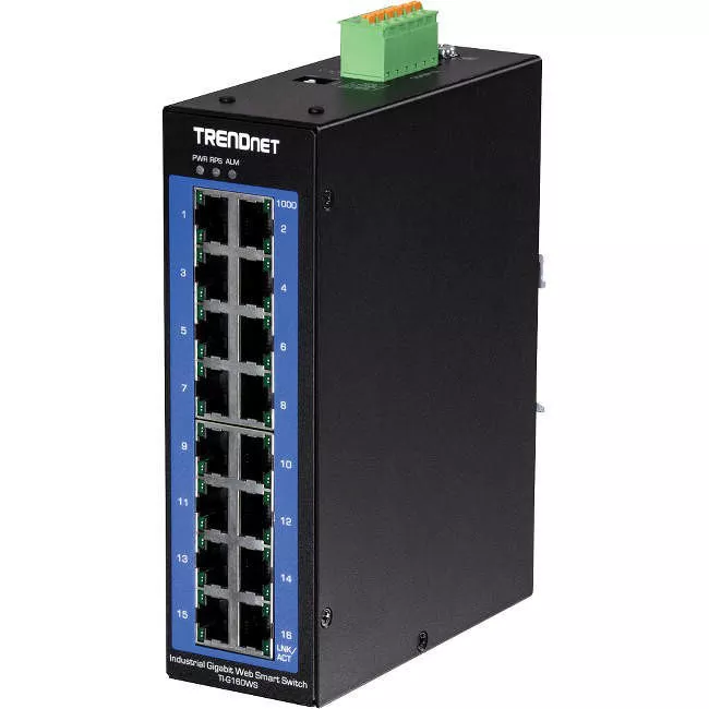 TRENDnet TI-G160WS 16-Port Industrial Gigabit Web Smart DIN-Rail Switch