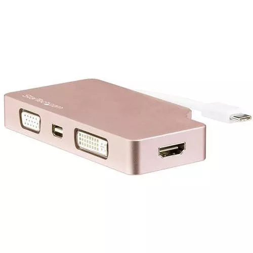 StarTech CDPVDHDMDPRG Rose Gold 4K Multiport Video Adapter - 4-in-1 USB-C to VGA, DVI, HDMI or mDP