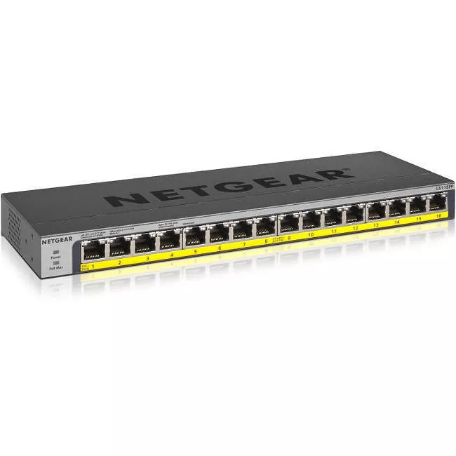NETGEAR GS116PP-100NAS 16-Port 183W PoE/PoE+ Gigabit Ethernet Unmanaged Switch