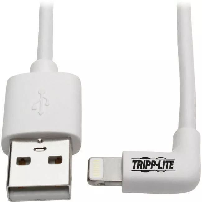 Tripp Lite M100-003-LRA-WH Lightning to USB Sync Charge Cable Right-Angle iPhone iPad White 3ft 3'