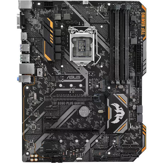 ASUS TUF B360-PLUS GAMING Desktop Motherboard - 1x Socket H4 LGA-1151 - Intel B360 - 4x DDR4 - 2x M.2 - 2x PCIe x16 - ATX