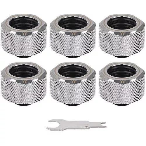 Thermaltake CL-W213-CU00SL-B Pacific C-Pro G1/4 PETG Tube 16mm OD Compression - Chrome (6-Pack)