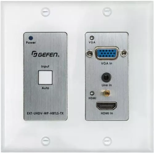 Gefen EXT-UHDV-WP-HBTLS-TX 4K ULTRA HD MULTI-FORMAT 2X1 HDBASET WALL-PLATE SENDER W/ SCALER, AUTO-SWITCHING
