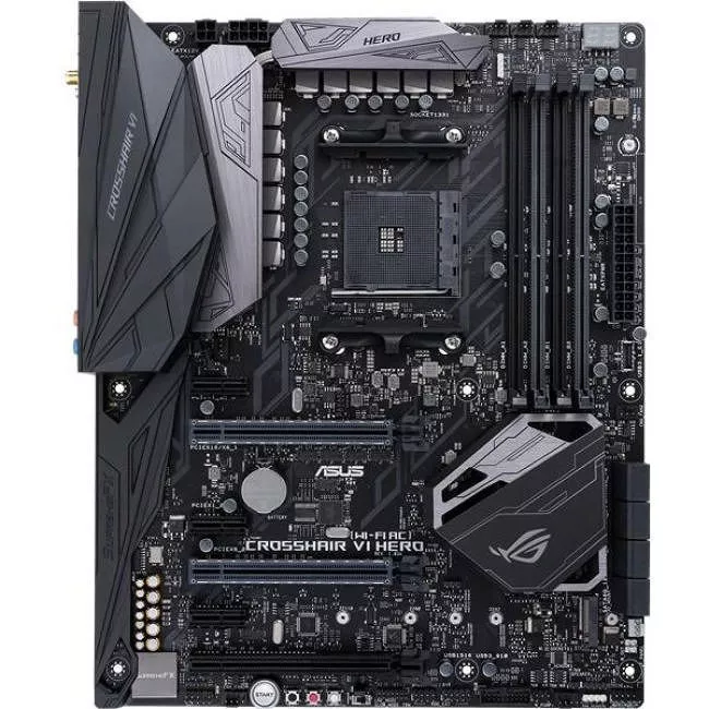 ASUS CROSSHAIR VI HERO (WI-FI AC) Desktop Motherboard - 1x Socket AM4 - AMD X370 - 4x DDR4 - RAID - 1x M.2 - 3x PCIe x16 - Wi-Fi - ATX