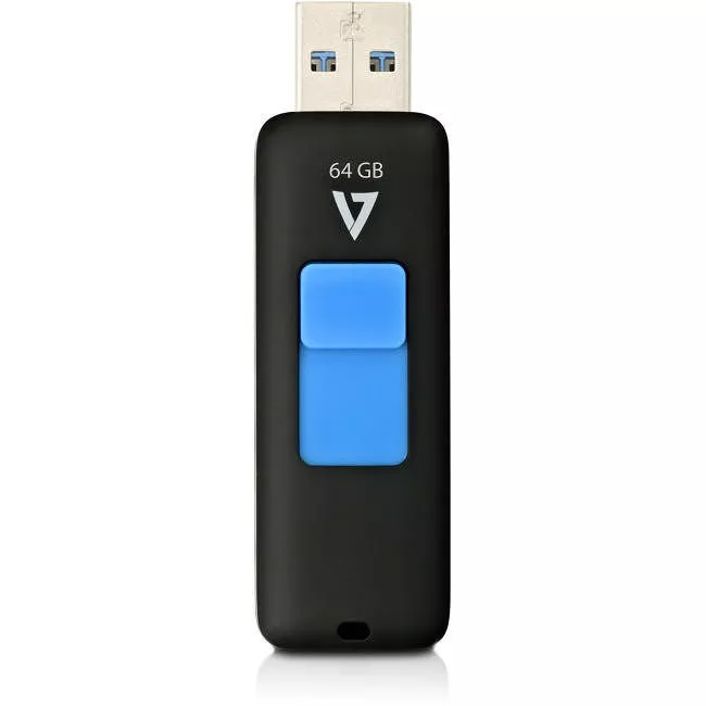 V7 VF364GAX-BLK-3N 64 GB USB 3.0 100MB/s max Flash Drive - Retractable