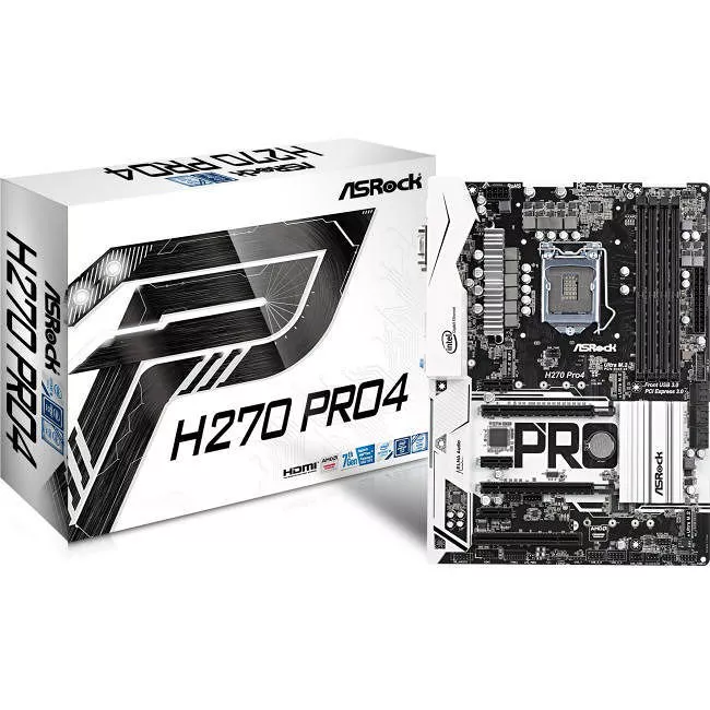 ASRock H270 PRO4 Desktop Motherboard - 1x Socket H4 LGA-1151 - Intel H270 - 4x DDR4 - RAID - 2x M.2 - 2x PCIe x16 - ATX