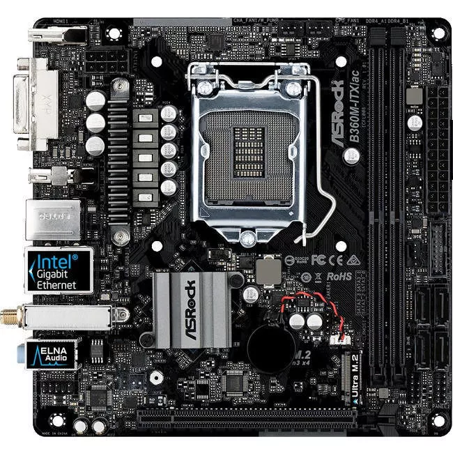 ASRock B360M-ITX/AC Desktop Motherboard - Intel B360 Chipset - Socket H4 LGA-1151 - Intel Optane Memory Ready - Mini ITX