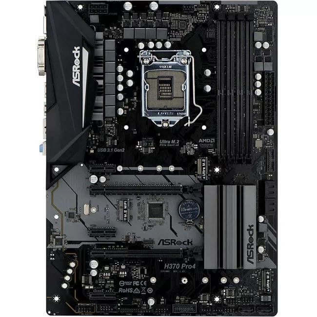 ASRock H370 PRO4 Desktop Motherboard - 1x Socket H4 LGA-1151 - Intel H370 - 4x DDR4 - RAID - 2x M.2 - 2x PCIe x16 - ATX