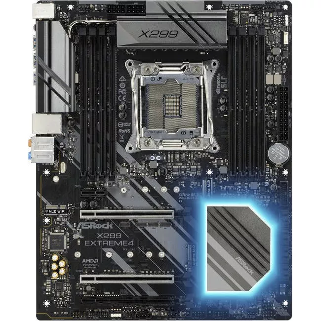 ASRock X299 EXTREME4 Desktop Motherboard - 1x Socket R4 LGA-2066 - Intel X299 - 8x DDR4 - RAID - 3x M.2 - 3x PCIe x16 - ATX