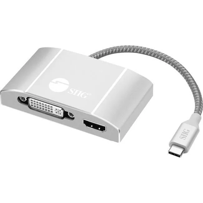 SIIG CB-TC0911-S1 USB-C to 3-in-1 Multiport Video Adapter with PD Charging - DVI/HDMI/VGA