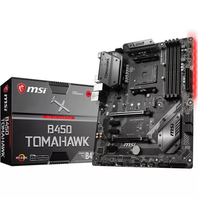 MSI B450 TOMAHAWK Desktop Motherboard - 1x Socket AM4 - AMD B450 - 4x DDR4 - RAID - 1x M.2 - 2x PCIe x16 - ATX