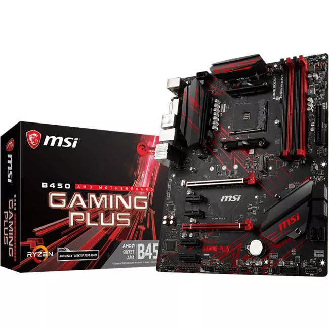 MSI B450GPLUS Desktop Motherboard - 1x Socket AM4 - AMD B450 - 4x DDR4 - RAID - 1x M.2 - 2x PCIe x16 - ATX
