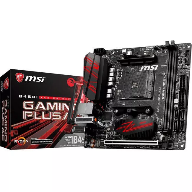 MSI B450IGAPLAC Desktop Motherboard - 1x Socket AM4 - AMD B450 - 4x DDR4 - RAID - 1x M.2 - Wi-Fi - Mini ITX