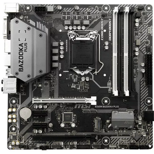 MSI B360MBAZKAP Desktop Motherboard - 1x Socket H4 LGA-1151 - Intel B360 - 4x DDR4 - 1x M.2 - 2x PCIe x16 - Micro ATX
