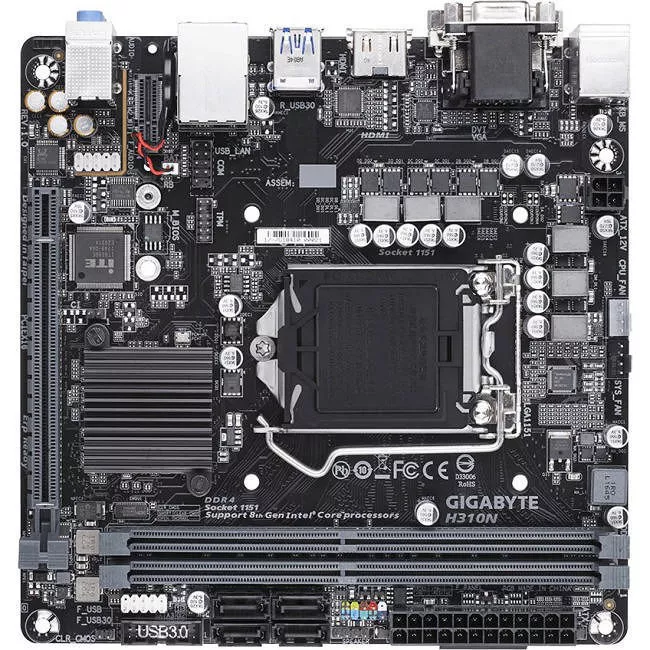GIGABYTE H310N Desktop Motherboard - 1x Socket H4 LGA-1151 - Intel H310 - 2x DDR4 - 1x M.2 - 1x PCIe x16 - Mini ITX