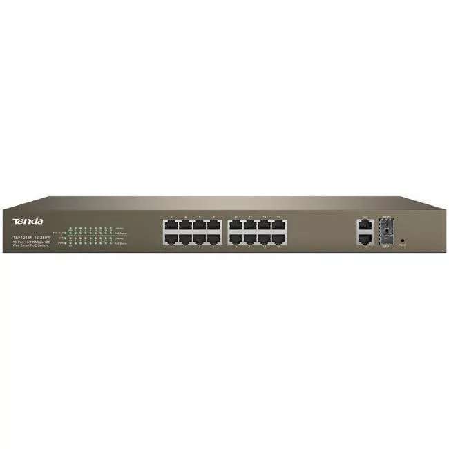 Tenda TEF1218P 16-Port 10/100 Mbps+2 Gigabit Web Smart POE Switch w/ 230W Output