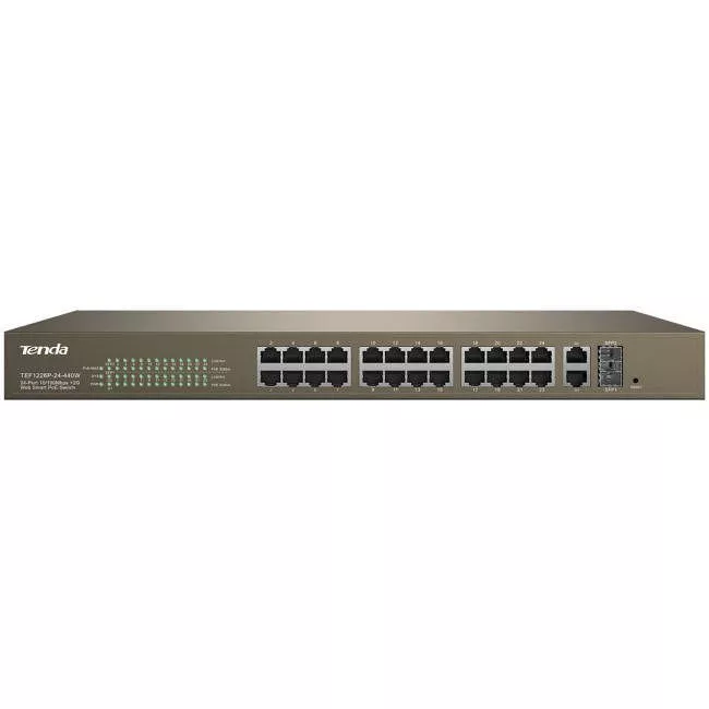 Tenda TEF1226P 24-Port 10/100 Mbps+2 Gigabit Web Smart POE Switch w/ 370W Output