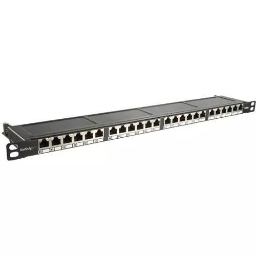 StarTech C6APANLHU24 24 Port Cat6a Patch Panel - 0.5U - Shielded - Dual IDC