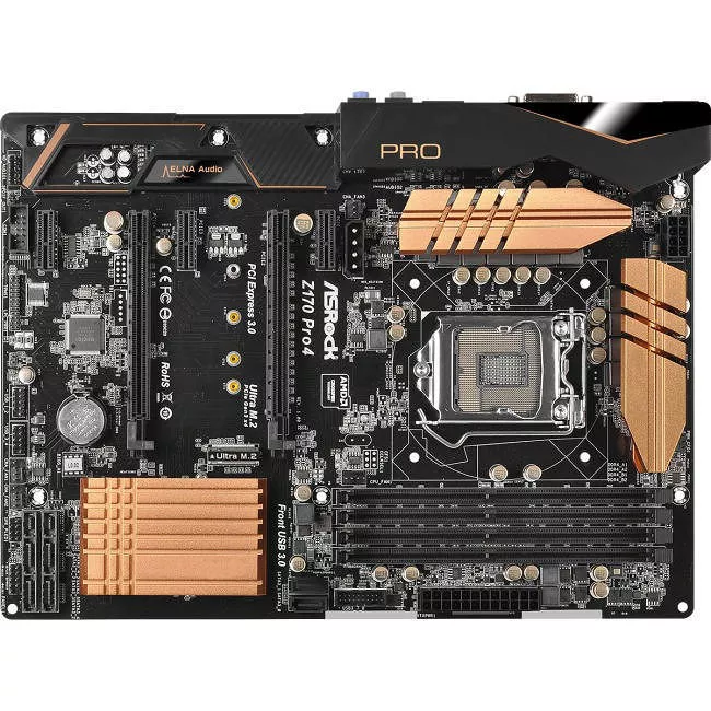 ASRock Z170 PRO4 Desktop Motherboard - 1x Socket H4 LGA-1151 - Intel Z170 - 4x DDR4 - RAID - 1x M.2 - 2x PCIe x16 - ATX
