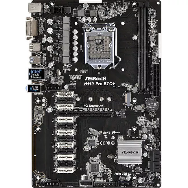 ASRock H110 PRO BTC Desktop Motherboard - Intel Chipset - Socket H4 LGA-1151