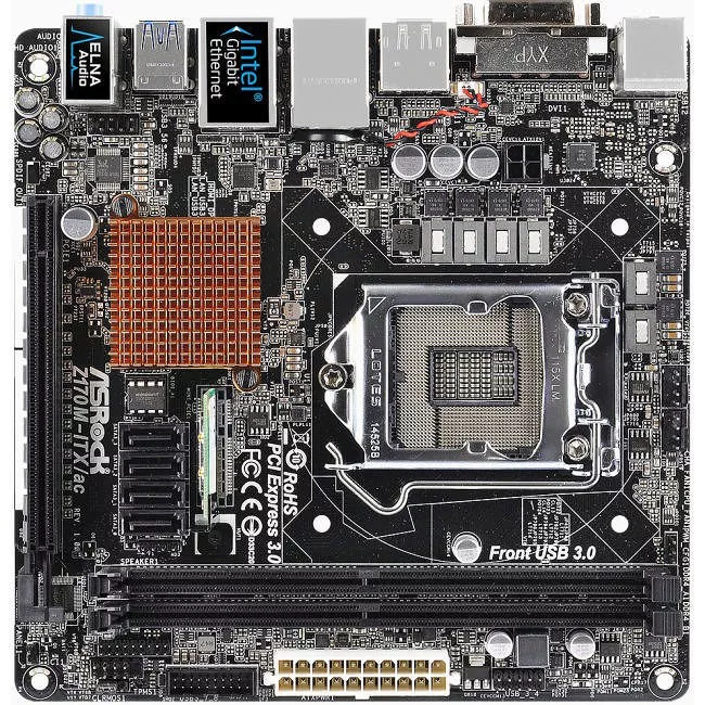 ASRock Z170M-ITXAC Desktop Motherboard - 1x Socket H4 LGA-1151 - Intel Z170 - 2x DDR4 - RAID - 1x PCIe x16 - Wi-Fi - Mini ITX