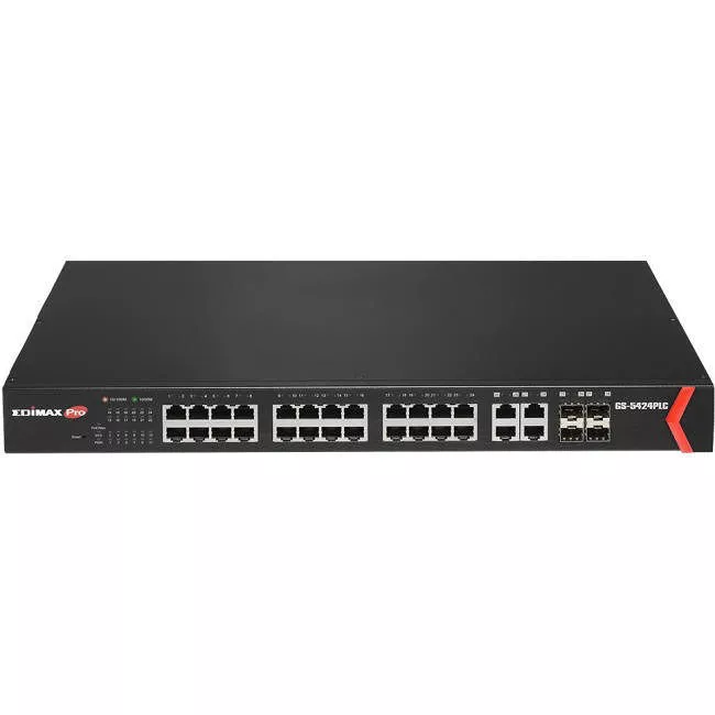 Edimax GS-5424PLC Long Range 24-Port Gigabit PoE+ Web Smart Switch with 4 RJ45/SFP Combo Ports