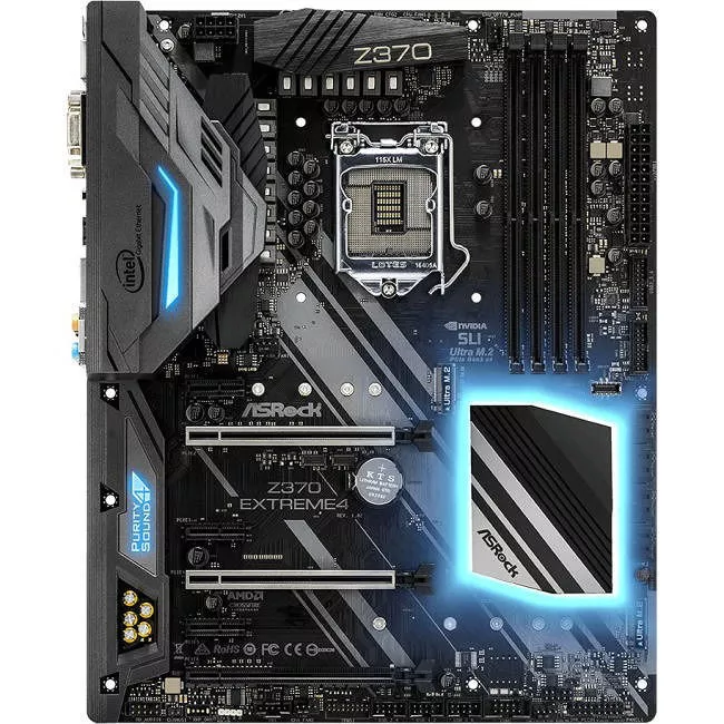 ASRock Z370 EXTREME4 Desktop Motherboard - 1x Socket H4 LGA-1151 - Intel Z370 - 4x DDR4 - RAID - 2x M.2 - 3x PCIe x16 - ATX