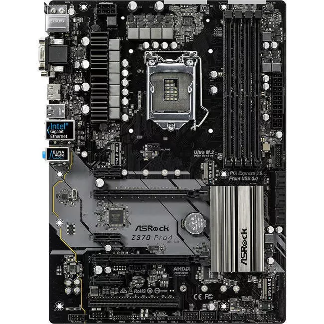 ASRock Z370 PRO4 Desktop Motherboard - 1x Socket H4 LGA-1151 - Intel Z370 - 4x DDR4 - RAID - 2x M.2 - 2x PCIe x16 - ATX