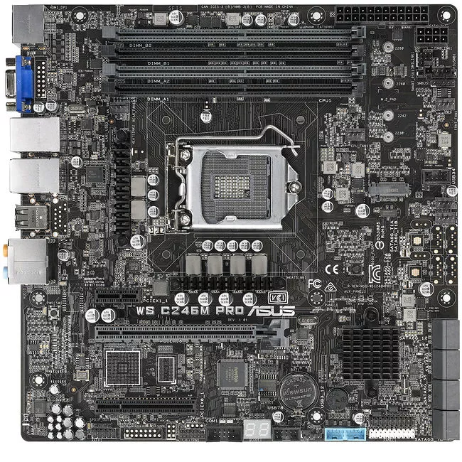 ASUS WS C246M PRO Workstation Motherboard - 1x Socket H4 LGA-1151 - Intel C246 - 4x DDR4 - 1x M.2 - 1x PCIe x16 - 2x RJ-45 - Micro ATX