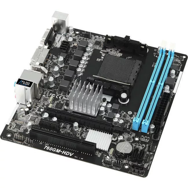 ASRock 760GM-HDV Desktop Motherboard - 1x Socket AM3+ - AMD 760G - 2x DDR3 - RAID - 1x PCIe x16 - Micro ATX