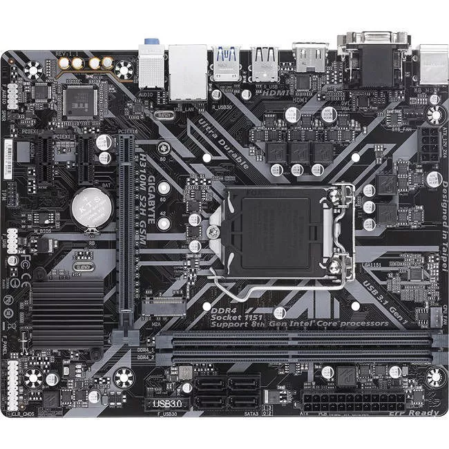 GIGABYTE H310M S2H GSM Desktop Motherboard - 1x Socket H4 LGA-1151 - Intel H310 - 2x DDR4 - 1x M.2 - 1x PCIe x16 - Micro ATX