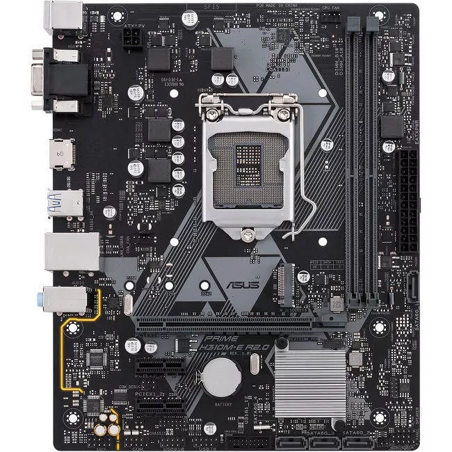 ASUS PRIME H310M-E R2.0 Desktop Motherboard - 1x Socket H4 LGA-1151 - Intel H310 - 2x DDR4 - 1x M.2 - 1x PCIe x16 - 1x RJ-45 - Micro ATX