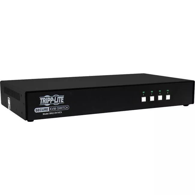 Tripp Lite B002-DV1AC4 Secure KVM Switch 4-Port DVI to DVI NIAP PP3.0 Certified Audio CAC Support Single Monitor TAA