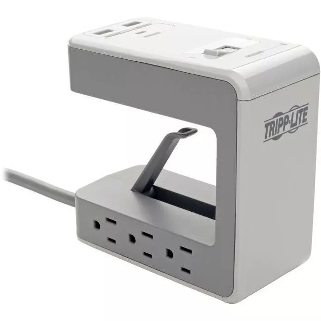Tripp Lite TLP648USBC 6-Outlet Surge Protector w/2 USB-A (2.4A Shared) & 1 USB-C (3A) - 8 ft. (2.43 m) Cord, 1080 Joules, Desk Clamp