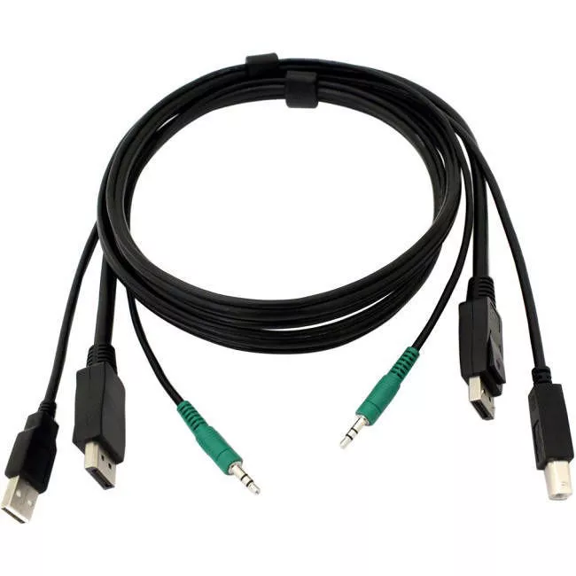 Black Box SKVMCBL-DP-06 DisplayPort KVM Cable - USB A-B, 3.5mm Audio, 6-ft. (1.8-m)